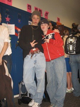 Mary (right) and I dressed up for "Boy Band Day" during spirit week in high school.