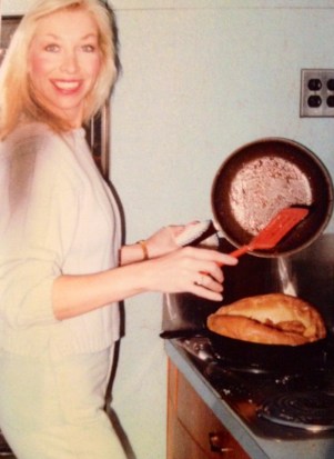 My mom making German pancakes, her speciality.