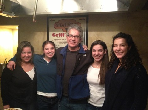 Amy with her dad and three  beatiful sisters