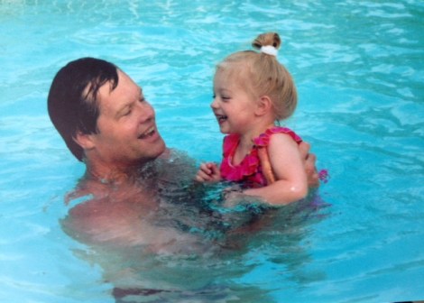 Dad and little T in the pool. Typical.