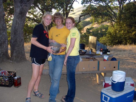 Gourmet cooking team at camp.