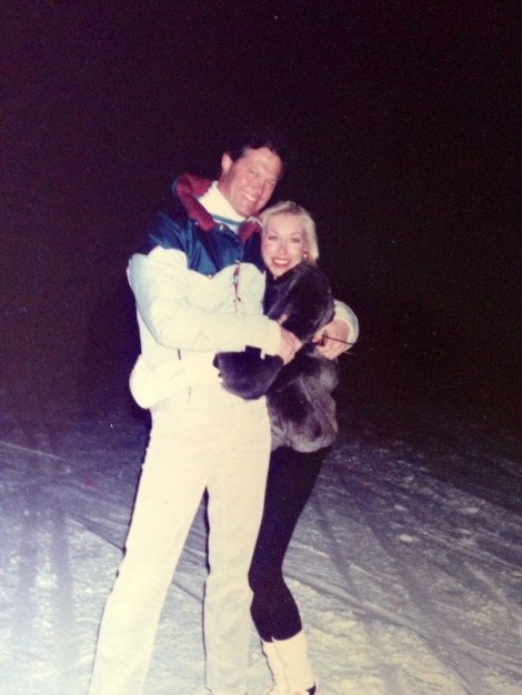 mom and dad skiing